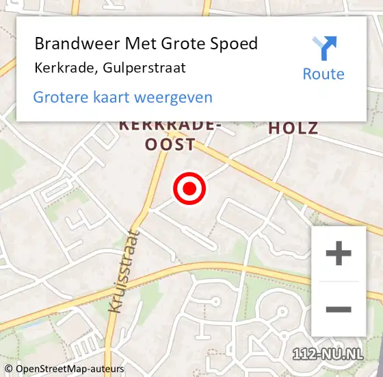 Locatie op kaart van de 112 melding: Brandweer Met Grote Spoed Naar Kerkrade, Gulperstraat op 31 december 2016 09:37