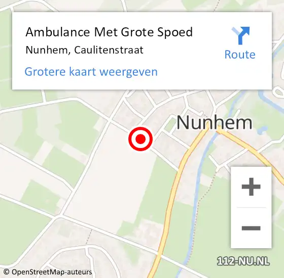 Locatie op kaart van de 112 melding: Ambulance Met Grote Spoed Naar Nunhem, Caulitenstraat op 31 december 2016 09:48