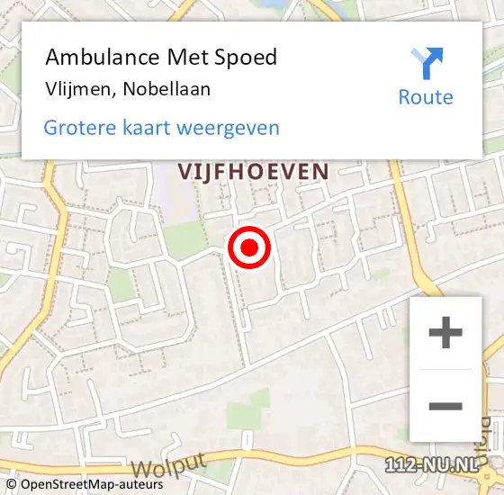 Locatie op kaart van de 112 melding: Ambulance Met Spoed Naar Vlijmen, Nobellaan op 31 december 2016 10:24