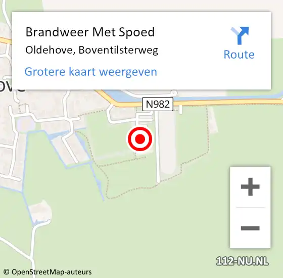 Locatie op kaart van de 112 melding: Brandweer Met Spoed Naar Oldehove, Boventilsterweg op 31 december 2016 10:31