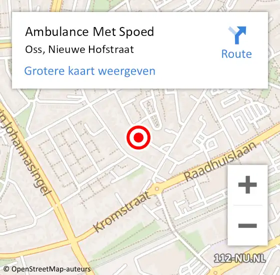 Locatie op kaart van de 112 melding: Ambulance Met Spoed Naar Oss, Nieuwe Hofstraat op 31 december 2016 10:34