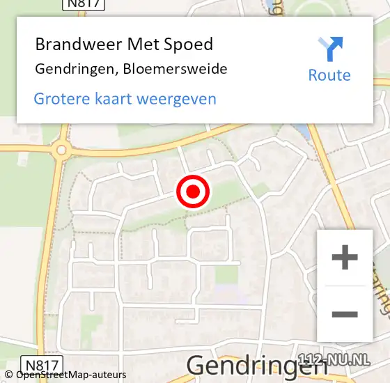 Locatie op kaart van de 112 melding: Brandweer Met Spoed Naar Gendringen, Bloemersweide op 31 december 2016 10:42