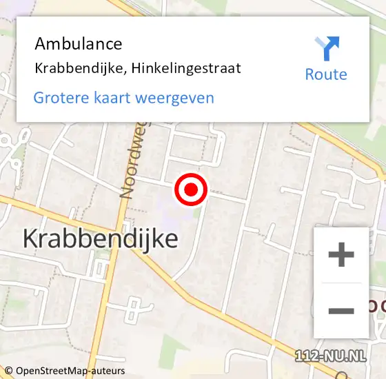 Locatie op kaart van de 112 melding: Ambulance Krabbendijke, Hinkelingestraat op 31 december 2016 10:45