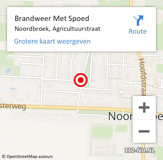 Locatie op kaart van de 112 melding: Brandweer Met Spoed Naar Noordbroek, Agricultuurstraat op 31 december 2016 11:22