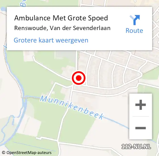 Locatie op kaart van de 112 melding: Ambulance Met Grote Spoed Naar Renswoude, Van der Sevenderlaan op 6 januari 2014 12:14