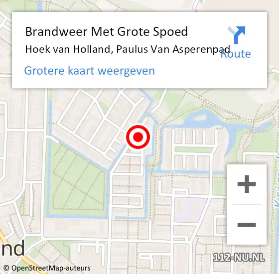 Locatie op kaart van de 112 melding: Brandweer Met Grote Spoed Naar Hoek van Holland, Paulus Van Asperenpad op 31 december 2016 11:28