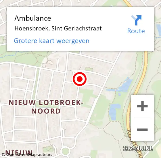 Locatie op kaart van de 112 melding: Ambulance Hoensbroek, Sint Gerlachstraat op 6 januari 2014 12:15