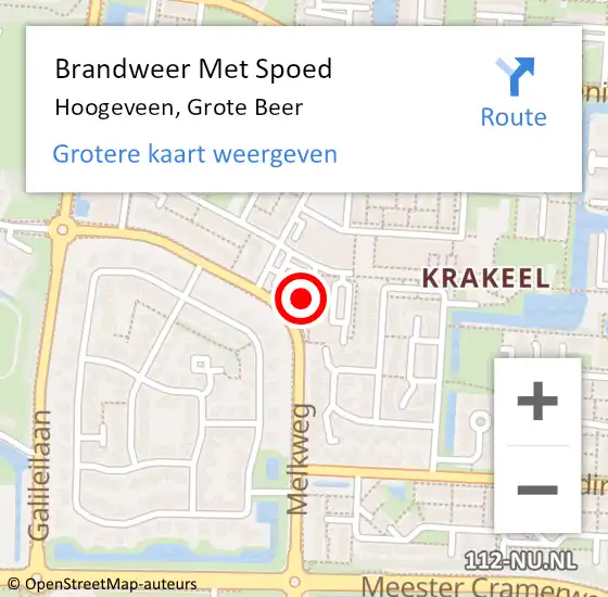 Locatie op kaart van de 112 melding: Brandweer Met Spoed Naar Hoogeveen, Grote Beer op 31 december 2016 12:07