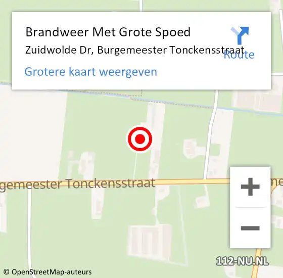 Locatie op kaart van de 112 melding: Brandweer Met Grote Spoed Naar Zuidwolde Dr, Burgemeester Tonckensstraat op 31 december 2016 12:10