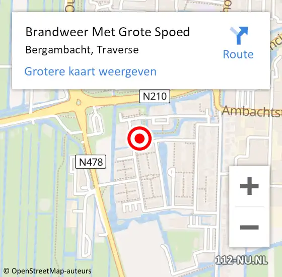 Locatie op kaart van de 112 melding: Brandweer Met Grote Spoed Naar Bergambacht, Traverse op 31 december 2016 12:37