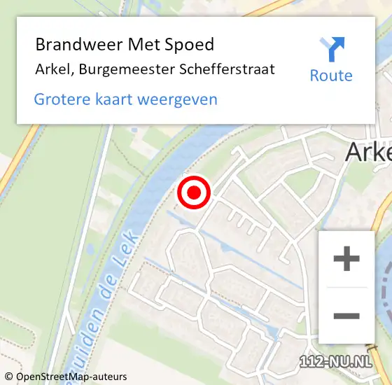 Locatie op kaart van de 112 melding: Brandweer Met Spoed Naar Arkel, Burgemeester Schefferstraat op 31 december 2016 12:44