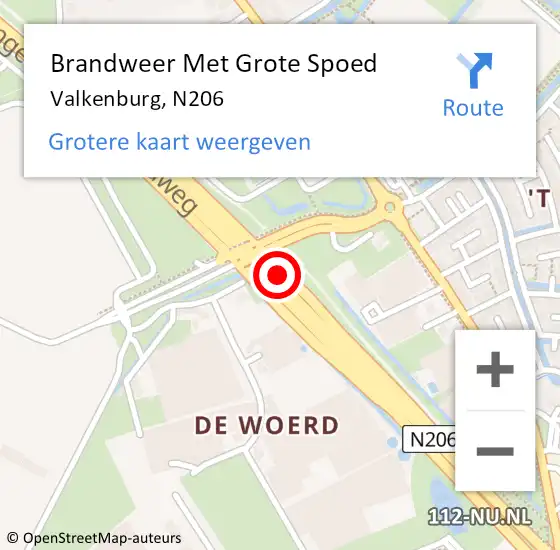 Locatie op kaart van de 112 melding: Brandweer Met Grote Spoed Naar Valkenburg, N206 op 31 december 2016 12:52