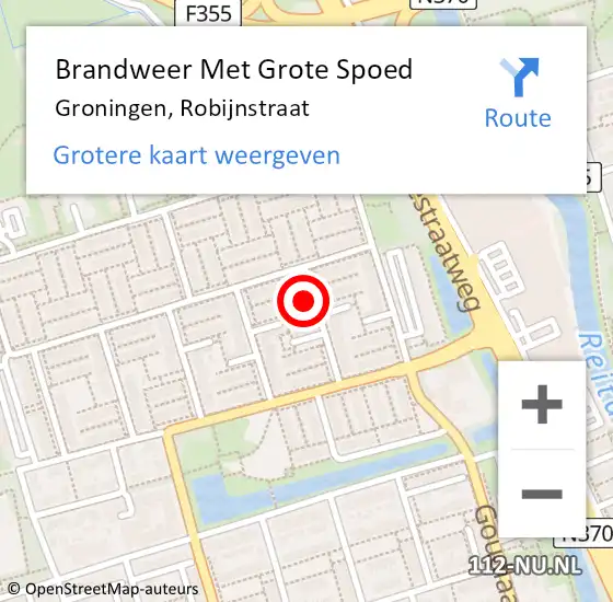 Locatie op kaart van de 112 melding: Brandweer Met Grote Spoed Naar Groningen, Robijnstraat op 31 december 2016 12:54