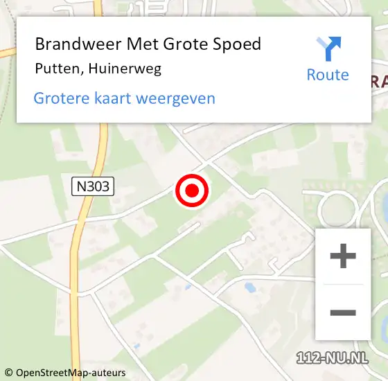 Locatie op kaart van de 112 melding: Brandweer Met Grote Spoed Naar Putten, Huinerweg op 31 december 2016 12:56