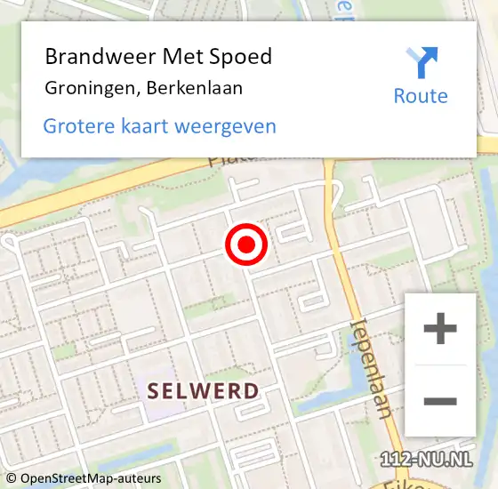 Locatie op kaart van de 112 melding: Brandweer Met Spoed Naar Groningen, Berkenlaan op 31 december 2016 13:06