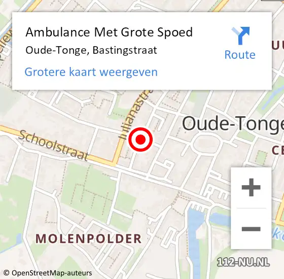 Locatie op kaart van de 112 melding: Ambulance Met Grote Spoed Naar Oude-Tonge, Bastingstraat op 31 december 2016 13:10