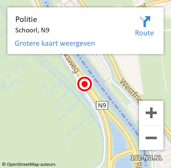 Locatie op kaart van de 112 melding: Politie Schoorl, N9 op 31 december 2016 13:25