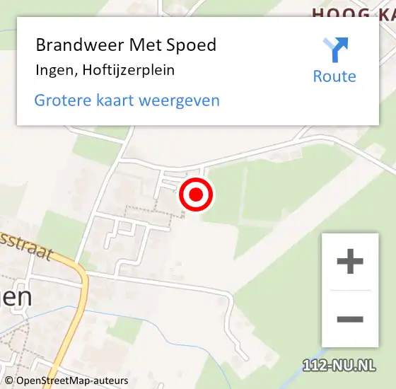 Locatie op kaart van de 112 melding: Brandweer Met Spoed Naar Ingen, Hoftijzerplein op 31 december 2016 14:31