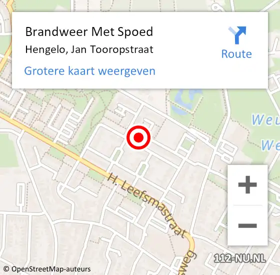 Locatie op kaart van de 112 melding: Brandweer Met Spoed Naar Hengelo, Jan Tooropstraat op 31 december 2016 14:41