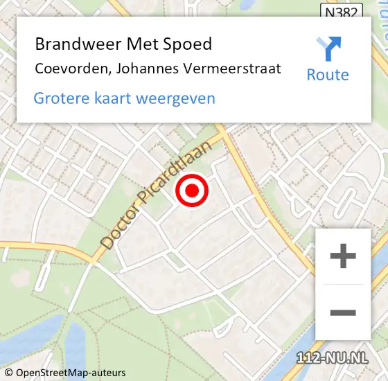 Locatie op kaart van de 112 melding: Brandweer Met Spoed Naar Coevorden, Johannes Vermeerstraat op 31 december 2016 14:58