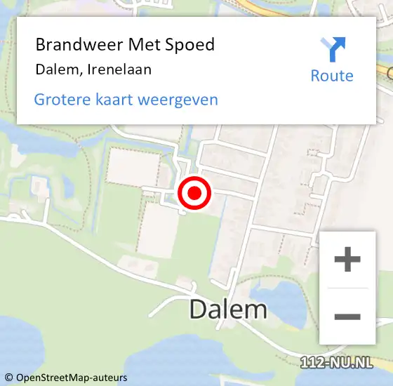 Locatie op kaart van de 112 melding: Brandweer Met Spoed Naar Dalem, Irenelaan op 31 december 2016 14:59