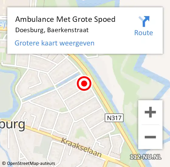 Locatie op kaart van de 112 melding: Ambulance Met Grote Spoed Naar Doesburg, Baerkenstraat op 31 december 2016 14:59