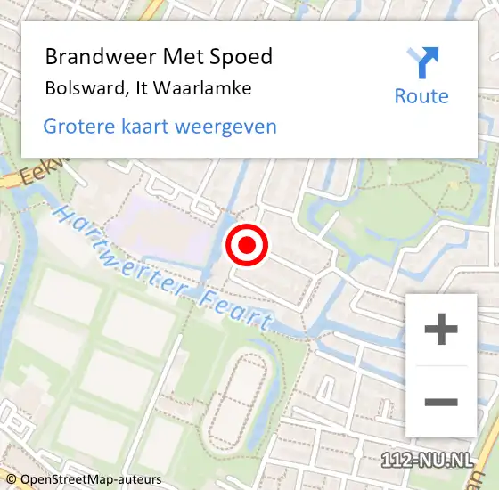 Locatie op kaart van de 112 melding: Brandweer Met Spoed Naar Bolsward, It Waarlamke op 31 december 2016 15:10