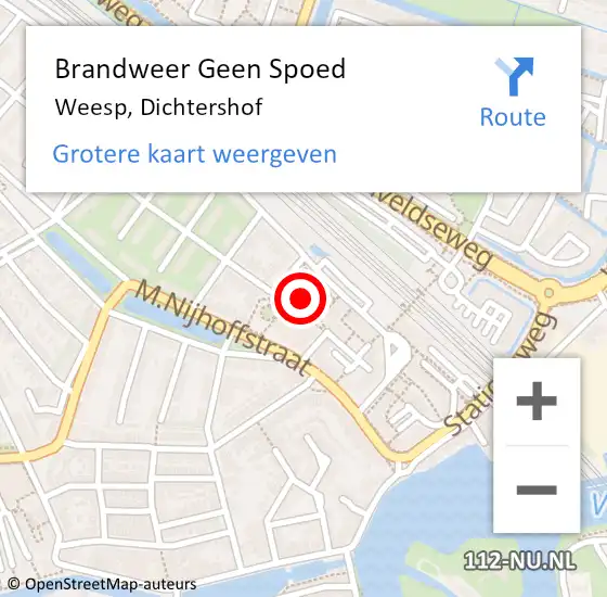 Locatie op kaart van de 112 melding: Brandweer Geen Spoed Naar Weesp, Dichtershof op 31 december 2016 15:51