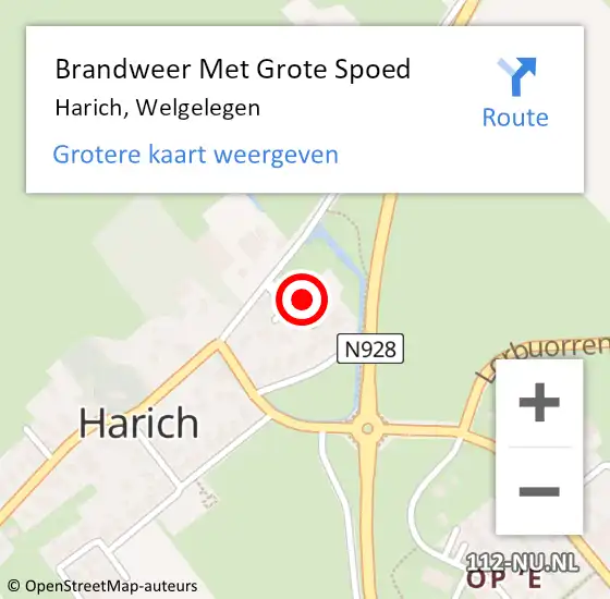 Locatie op kaart van de 112 melding: Brandweer Met Grote Spoed Naar Harich, Welgelegen op 31 december 2016 15:53