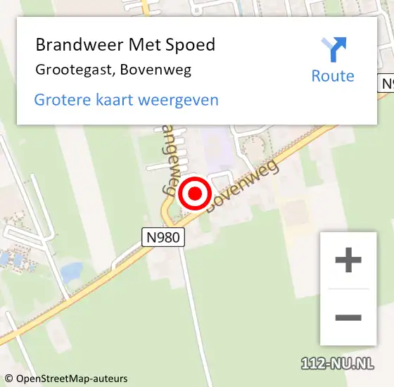 Locatie op kaart van de 112 melding: Brandweer Met Spoed Naar Grootegast, Bovenweg op 31 december 2016 15:55