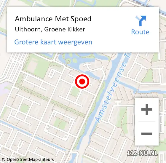 Locatie op kaart van de 112 melding: Ambulance Met Spoed Naar Uithoorn, Groene Kikker op 31 december 2016 16:15