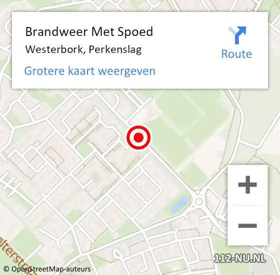 Locatie op kaart van de 112 melding: Brandweer Met Spoed Naar Westerbork, Perkenslag op 31 december 2016 16:26