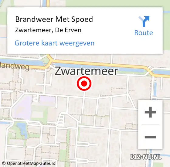 Locatie op kaart van de 112 melding: Brandweer Met Spoed Naar Zwartemeer, De Erven op 31 december 2016 16:29