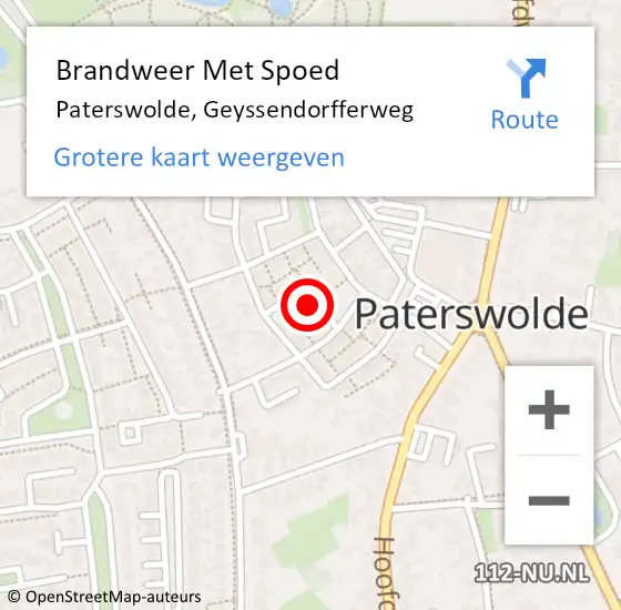 Locatie op kaart van de 112 melding: Brandweer Met Spoed Naar Paterswolde, Geyssendorfferweg op 31 december 2016 16:32