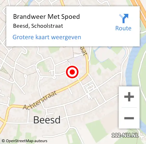 Locatie op kaart van de 112 melding: Brandweer Met Spoed Naar Beesd, Schoolstraat op 31 december 2016 16:35