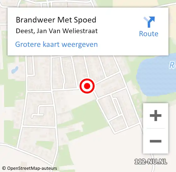 Locatie op kaart van de 112 melding: Brandweer Met Spoed Naar Deest, Jan Van Weliestraat op 31 december 2016 16:46