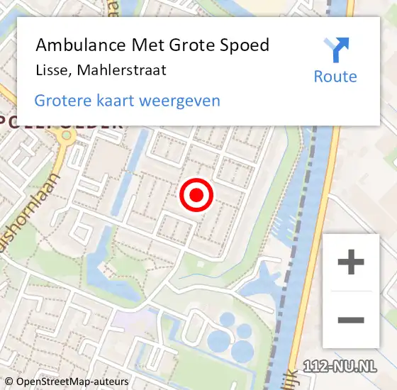 Locatie op kaart van de 112 melding: Ambulance Met Grote Spoed Naar Lisse, Mahlerstraat op 31 december 2016 16:55