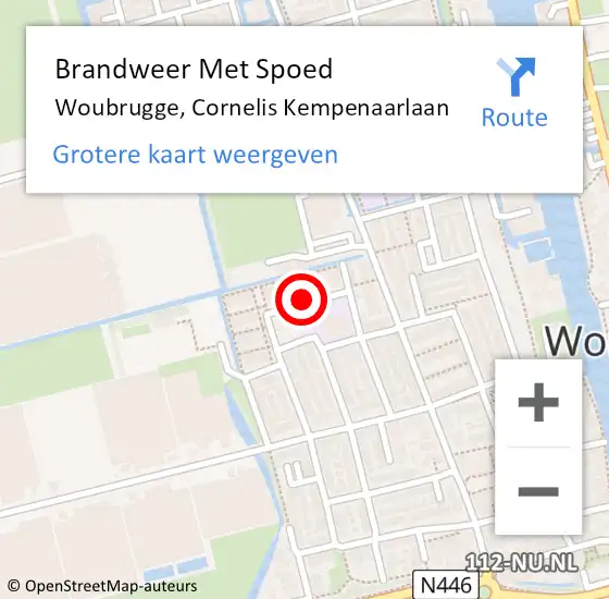 Locatie op kaart van de 112 melding: Brandweer Met Spoed Naar Woubrugge, Cornelis Kempenaarlaan op 31 december 2016 16:58