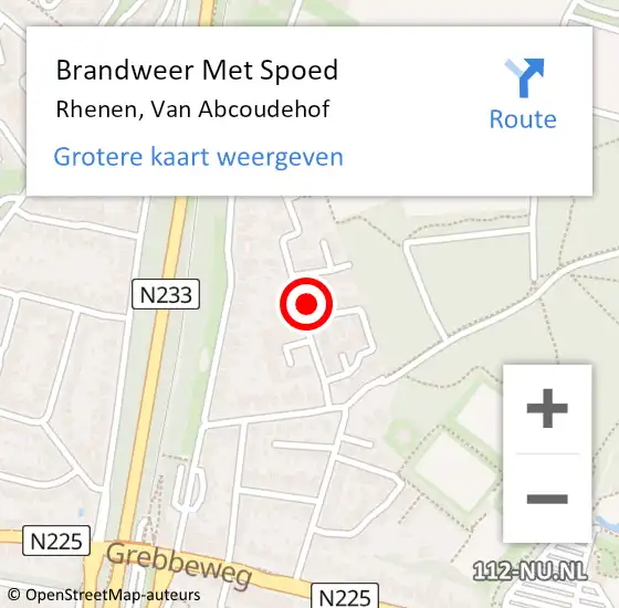 Locatie op kaart van de 112 melding: Brandweer Met Spoed Naar Rhenen, Van Abcoudehof op 31 december 2016 17:16