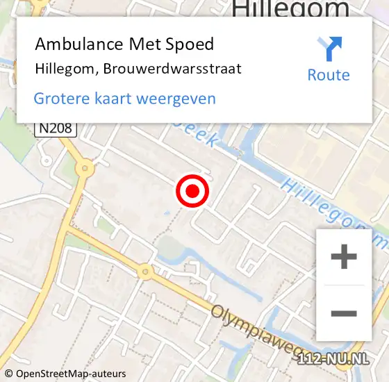 Locatie op kaart van de 112 melding: Ambulance Met Spoed Naar Hillegom, Brouwerdwarsstraat op 31 december 2016 17:23