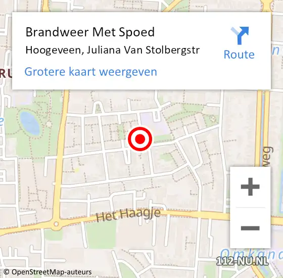 Locatie op kaart van de 112 melding: Brandweer Met Spoed Naar Hoogeveen, Juliana Van Stolbergstr op 31 december 2016 17:26