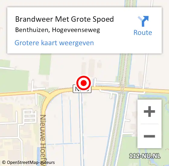 Locatie op kaart van de 112 melding: Brandweer Met Grote Spoed Naar Benthuizen, Hogeveenseweg op 31 december 2016 17:27