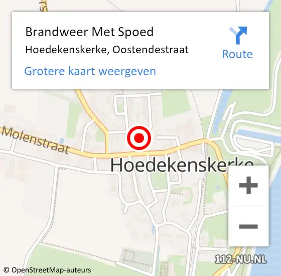 Locatie op kaart van de 112 melding: Brandweer Met Spoed Naar Hoedekenskerke, Oostendestraat op 31 december 2016 17:34