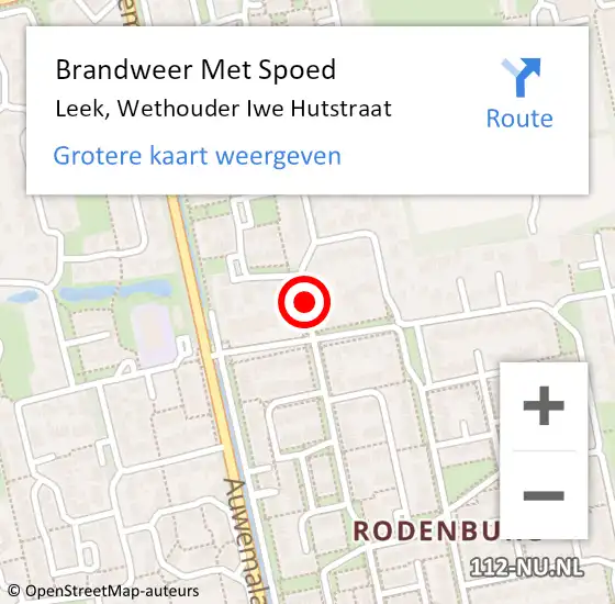 Locatie op kaart van de 112 melding: Brandweer Met Spoed Naar Leek, Wethouder Iwe Hutstraat op 31 december 2016 17:43