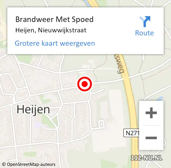 Locatie op kaart van de 112 melding: Brandweer Met Spoed Naar Heijen, Nieuwwijkstraat op 31 december 2016 17:52