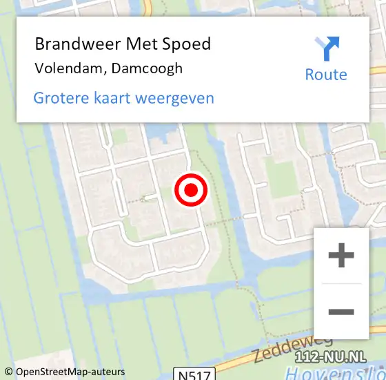 Locatie op kaart van de 112 melding: Brandweer Met Spoed Naar Volendam, Damcoogh op 31 december 2016 17:54