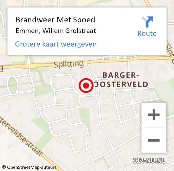 Locatie op kaart van de 112 melding: Brandweer Met Spoed Naar Emmen, Willem Grolstraat op 31 december 2016 18:18