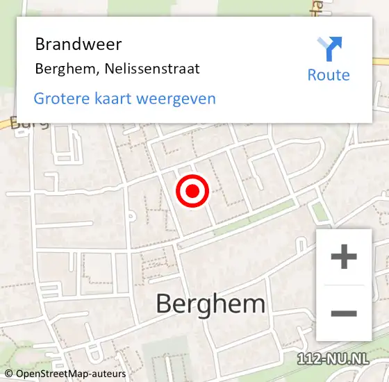 Locatie op kaart van de 112 melding: Brandweer Berghem, Nelissenstraat op 31 december 2016 18:38