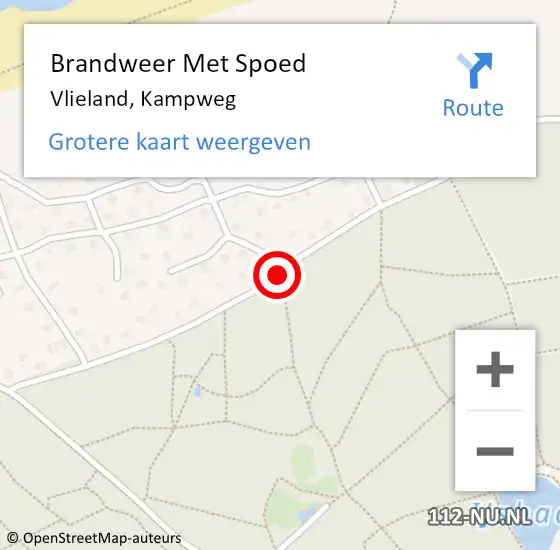 Locatie op kaart van de 112 melding: Brandweer Met Spoed Naar Vlieland, Kampweg op 31 december 2016 18:43