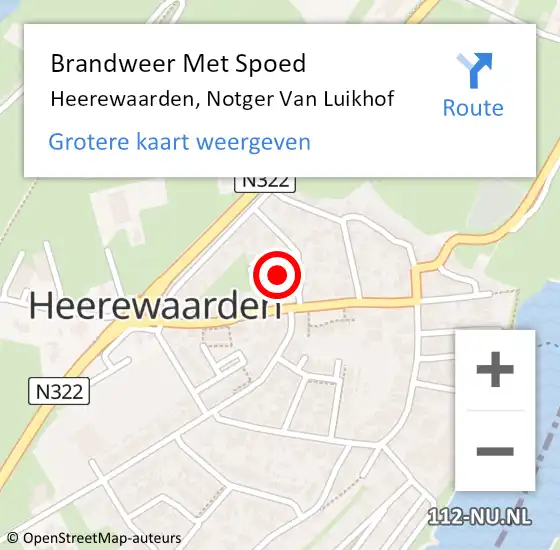 Locatie op kaart van de 112 melding: Brandweer Met Spoed Naar Heerewaarden, Notger Van Luikhof op 31 december 2016 18:56